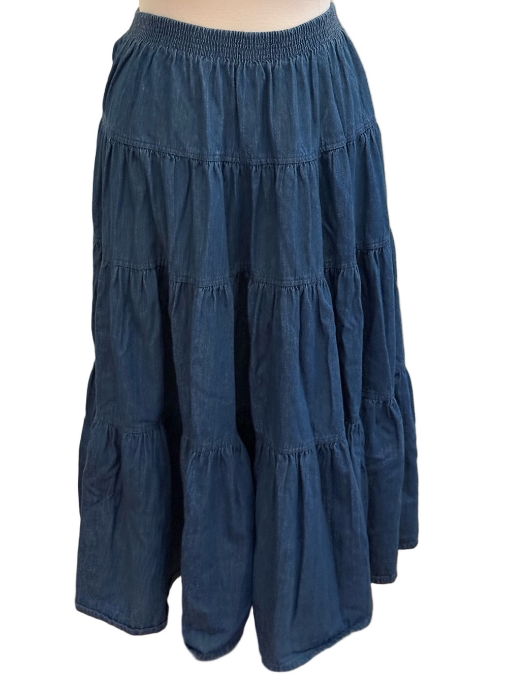Willowbend Women's Tiered Maxi Denim Skirt Size XL